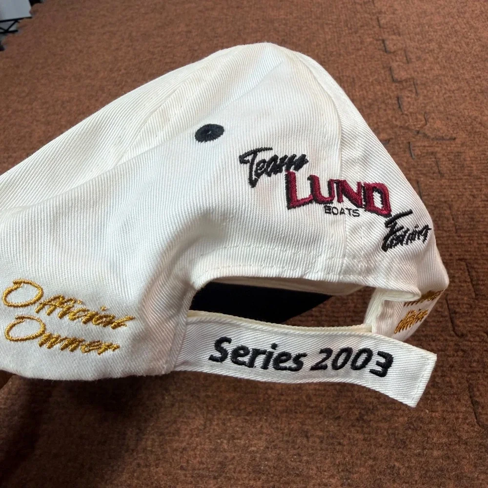 Lund Boats Hat Mens White Black Fishing Embroidered Series 2003 Official Owner